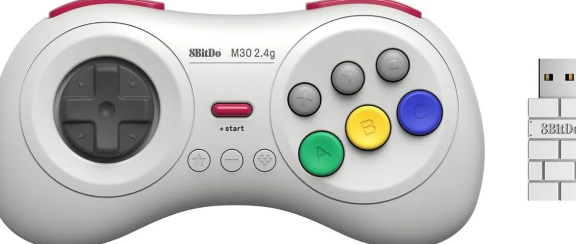 Manette sans fils 8 boutons, couleur Blanche/White compatible sur Switch, Sega Genesis mini & Mega Drive mini^8Bitdo Online