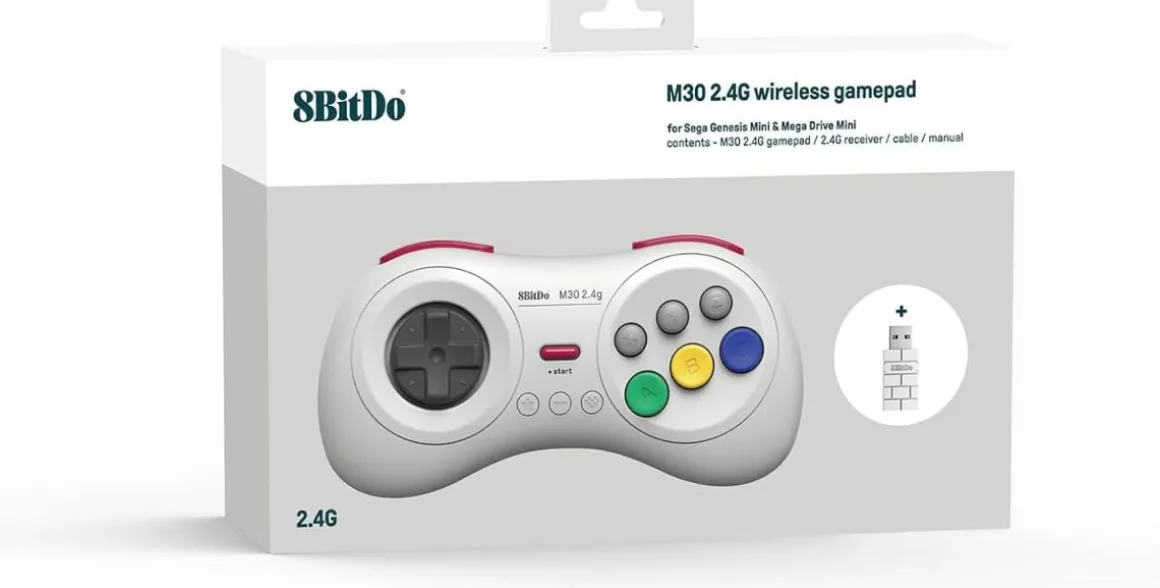Manette sans fils 8 boutons, couleur Blanche/White compatible sur Switch, Sega Genesis mini & Mega Drive mini^8Bitdo Online