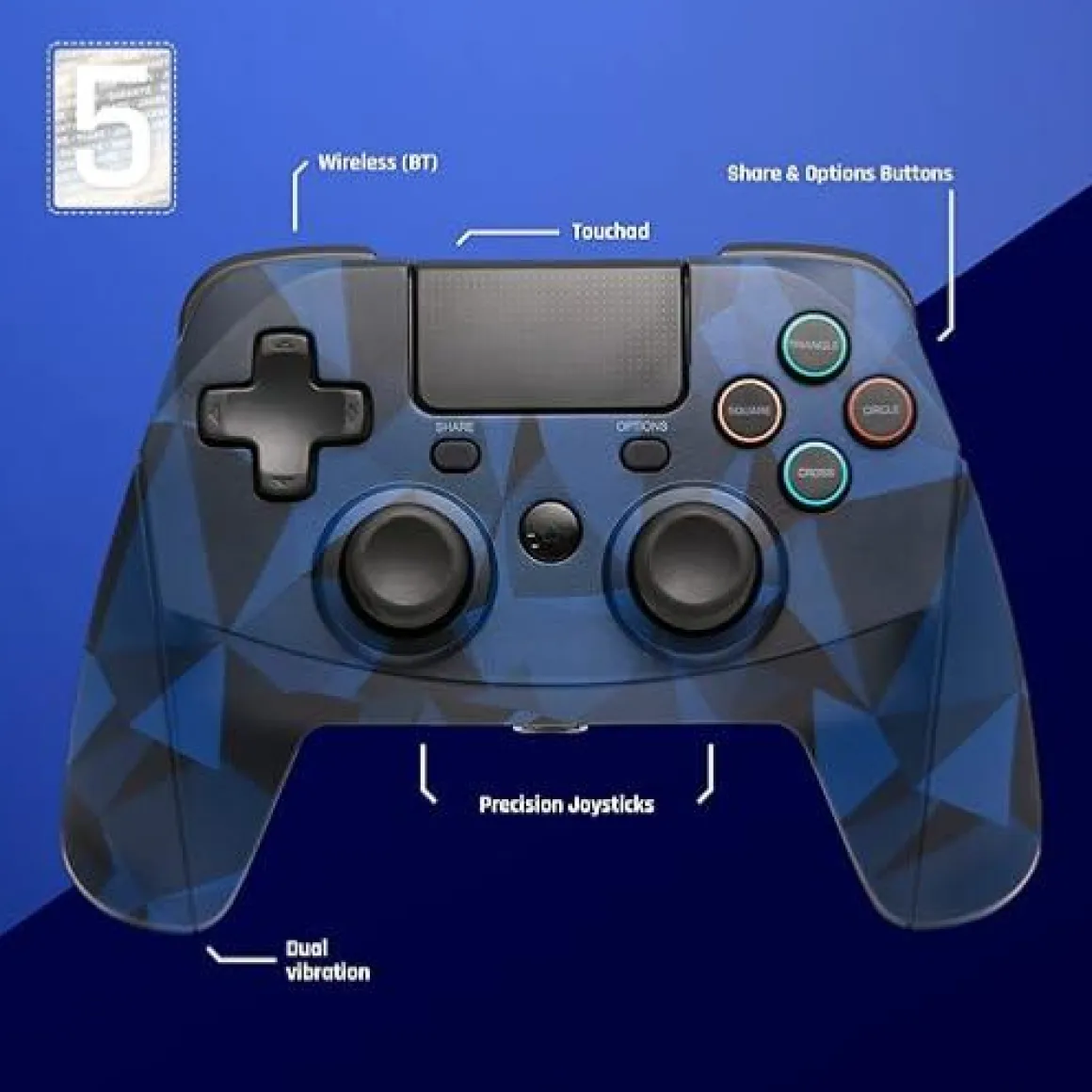 GamePad Camo Bleu sans fil pour PS4 -^Snakebyte Clearance