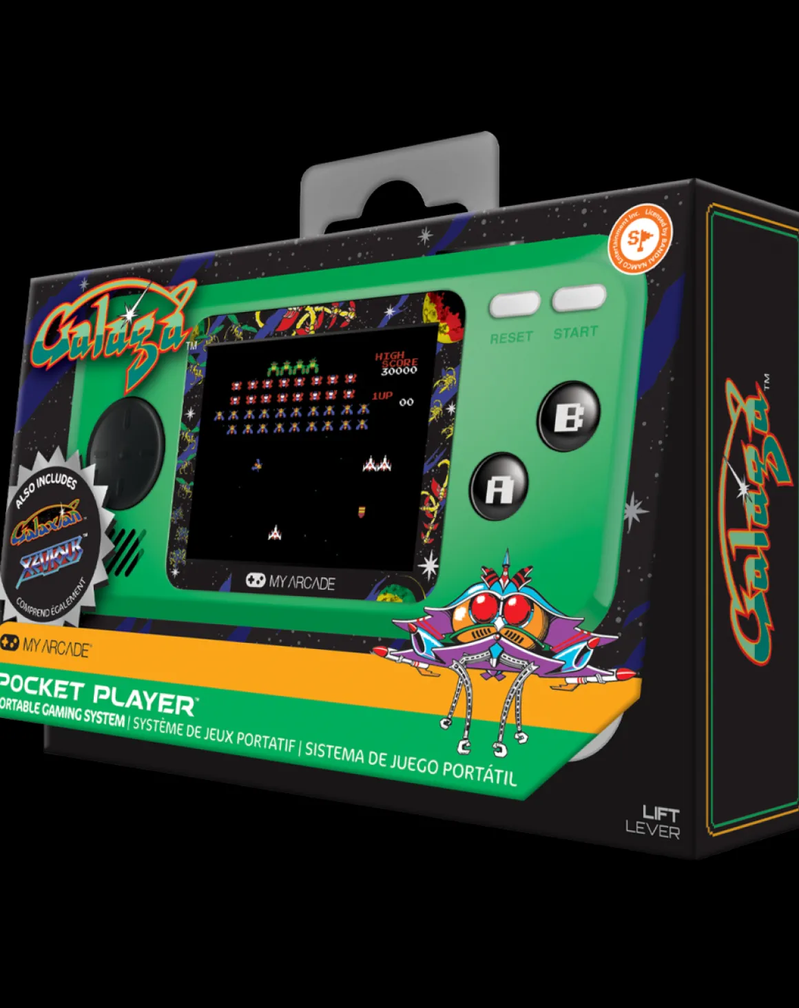 - Pocket Player Galaga - Portable Gaming - 3 Games in 1^My Arcade New
