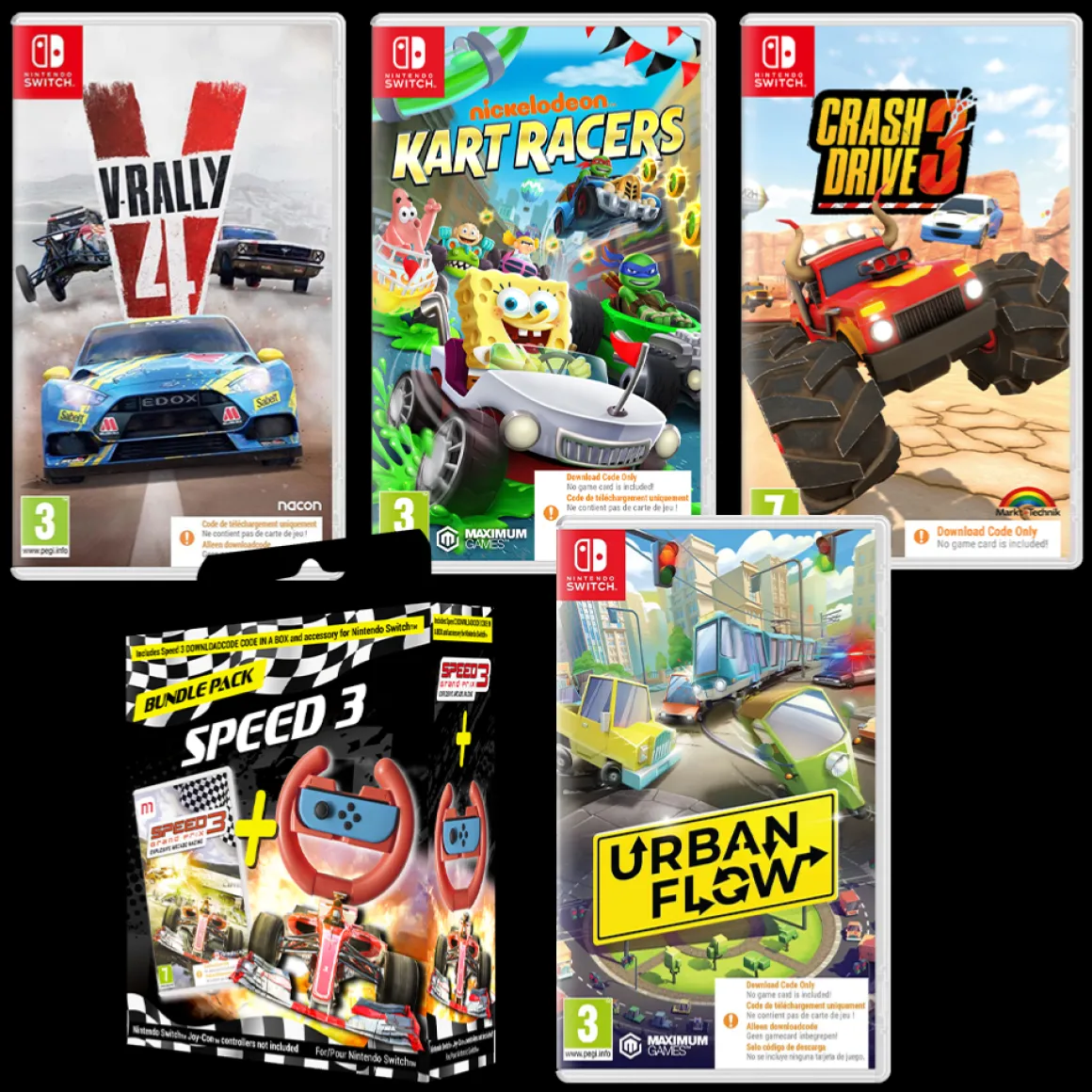 Pack 5 jeux de courses Nintendo Switch (Code in a Box)^Just For Games Hot