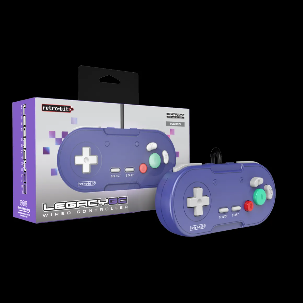 Retrobit - LegacyGC Manette Filaire pour Nintendo Gamecube Indigo Blue - Connexion d'origine^retro-bit Fashion