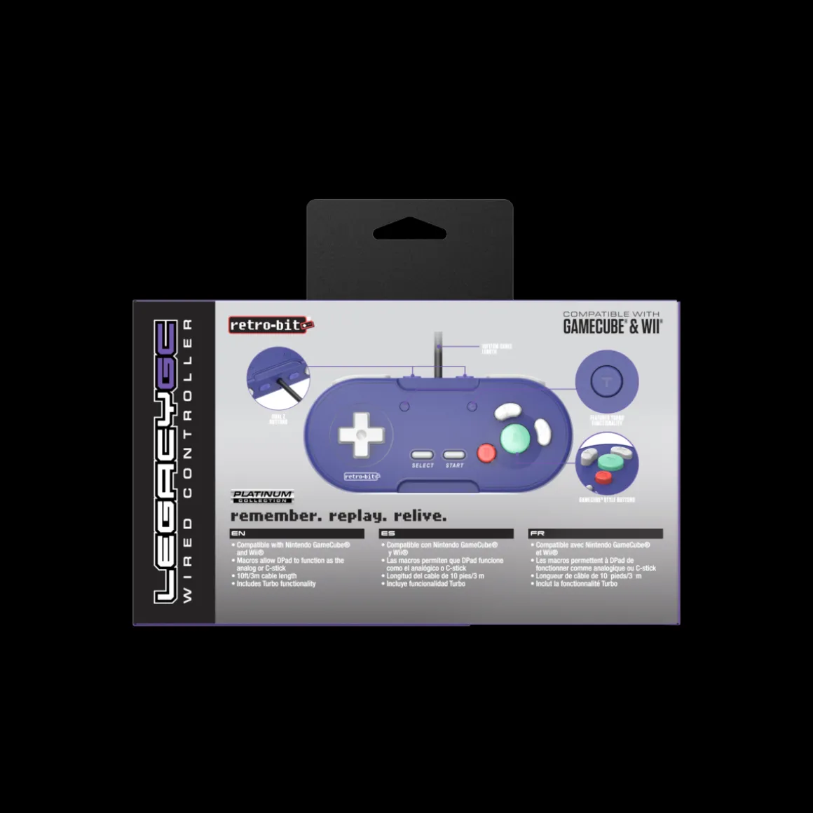 Retrobit - LegacyGC Manette Filaire pour Nintendo Gamecube Indigo Blue - Connexion d'origine^retro-bit Fashion
