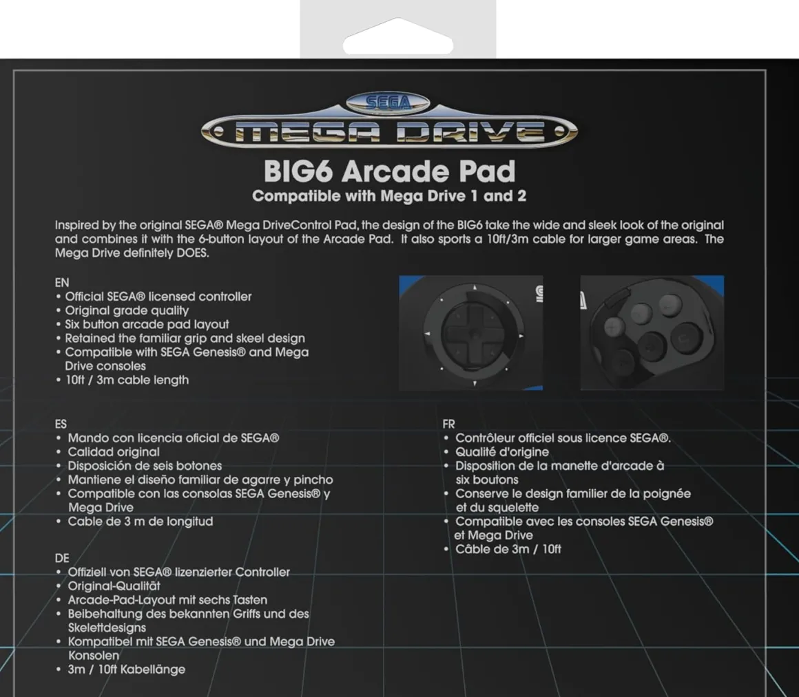 - Manette Filaire Noire BIG6 Sega Mega Drive & Genesis - Port d'origine^retro-bit Online