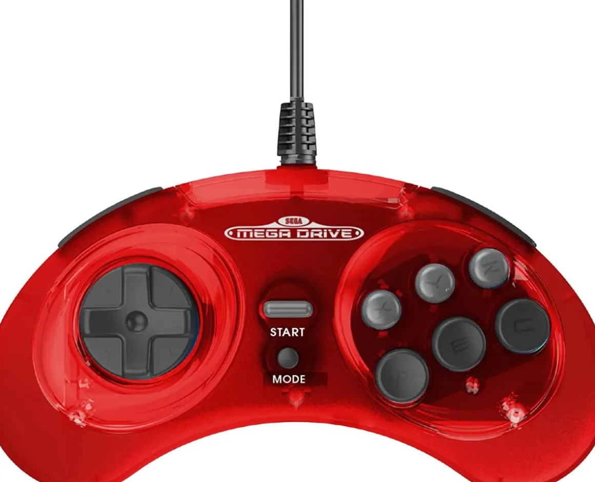 Retrobit - SEGA Mega Drive manette Crimson Red filaire 8 boutons - Connexion USB^retro-bit Fashion