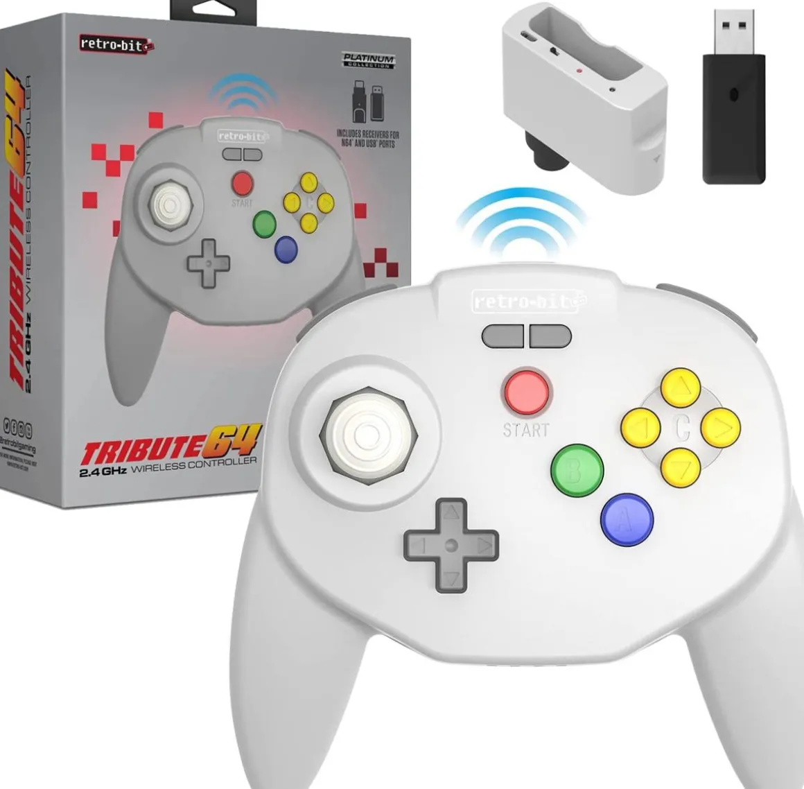 Tribute 64 2.4GHz Manette sans Fil pour Nintendo 64/Switch/PC/Mac Gris^retro-bit Discount